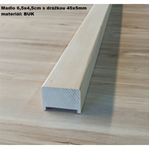 Drevené madlo zábradlia 6,5x4,5cm s drážkou 45x5mm č.28