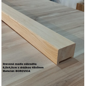 Drevené madlo zábradlia 6,5x4,5cm s drážkou 45x5mm č.28