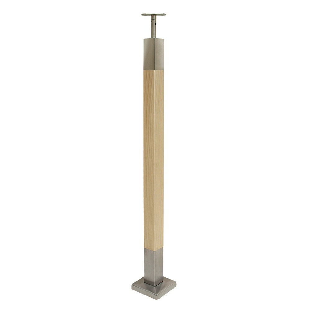 Stĺpik pre zábradlie 50x50mm nerez/drevo č.10