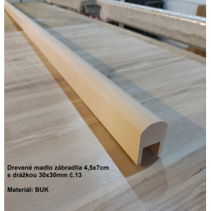 Drevené madlo zábradlia 4,5x7cm s drážkou 30x30mm č.13