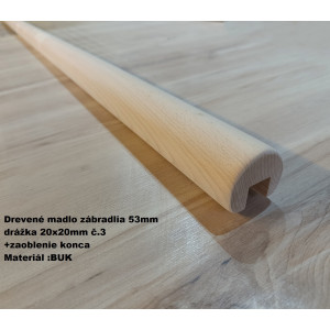 Drevené madlo zábradlia 53mm drážka 20x20mm č.3