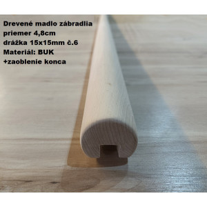 Drevené madlo zábradlia priemer 4,8cm drážka 15x15mm č.6