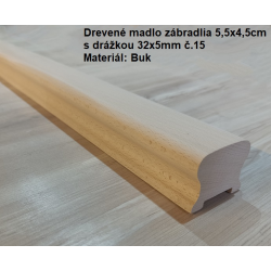 Drevené madlo zábradlia 5,5x4,5cm s drážkou 32x5mm č.15