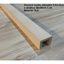 Drevené madlo zábradlia 5,5x4,5cm s drážkou 36x36mm č.34