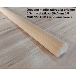 Drevené madlo zábradlia priemer 5,3cm s drážkou 30x5mm č.8