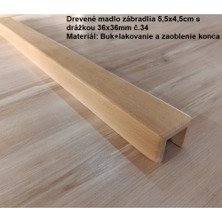 Drevené madlo zábradlia 5,5x4,5cm s drážkou 36x36mm č.34