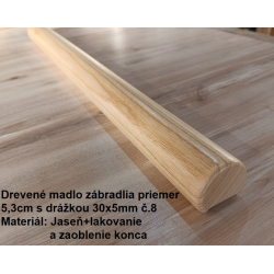 Drevené madlo zábradlia priemer 5,3cm s drážkou 30x5mm č.8