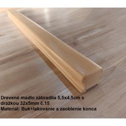 Drevené madlo zábradlia 5,5x4,5cm s drážkou 32x5mm č.15