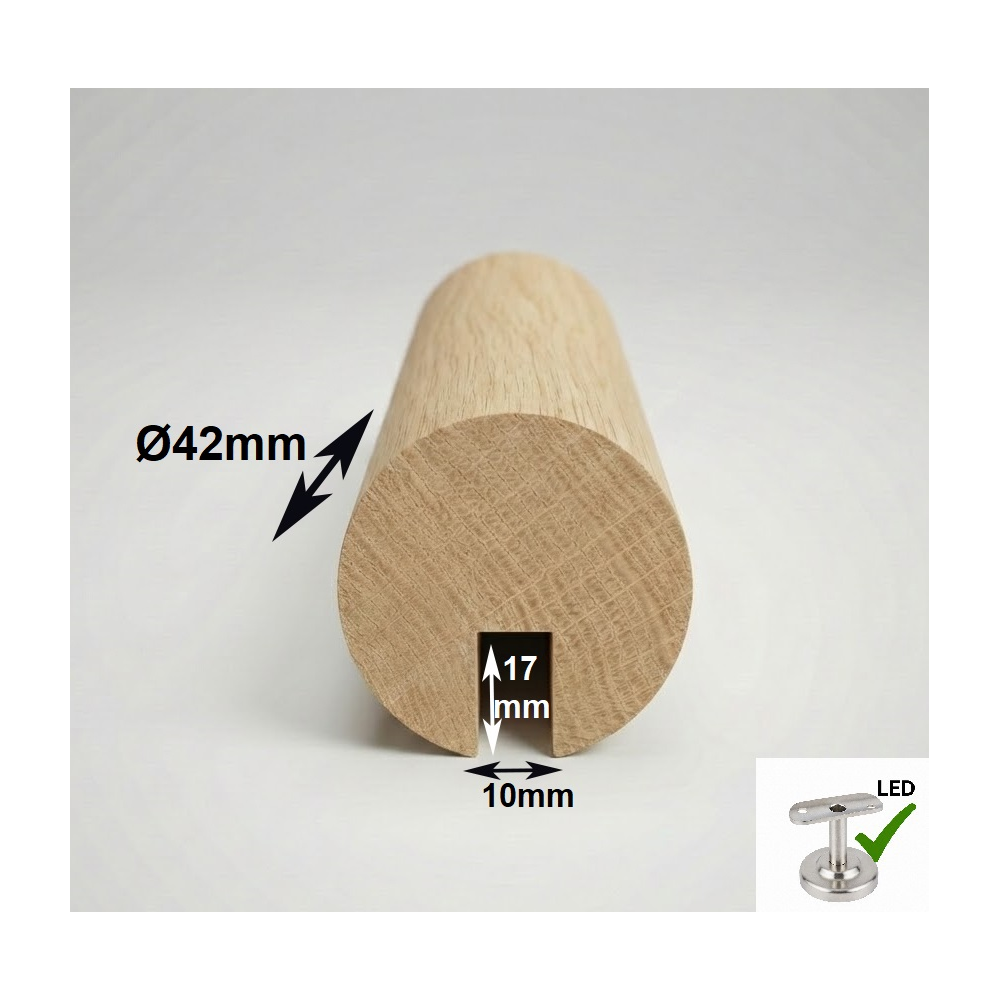 Drevené madlo zábradlia 42mm drážka 17x10mm č.4