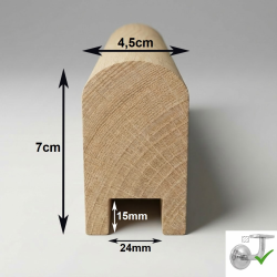 Drevené madlo zábradlia 4,5x7cm s drážkou 24x15mm č.12