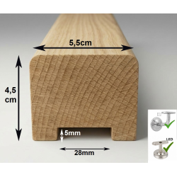 Drevené madlo zábradlia 5,5x4,5cm s drážkou 28x5mm č.22