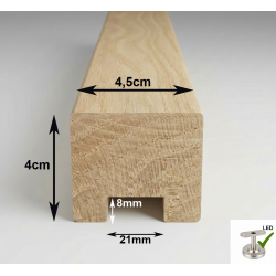 Drevené madlo zábradlia 4,5x4cm s drážkou 21x8mm č.27