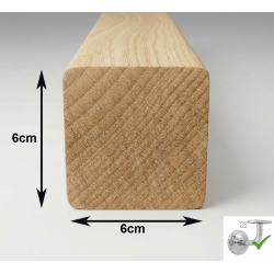 Drevené madlo zábradlia 6x6cm na nerezove zabradlie č.30