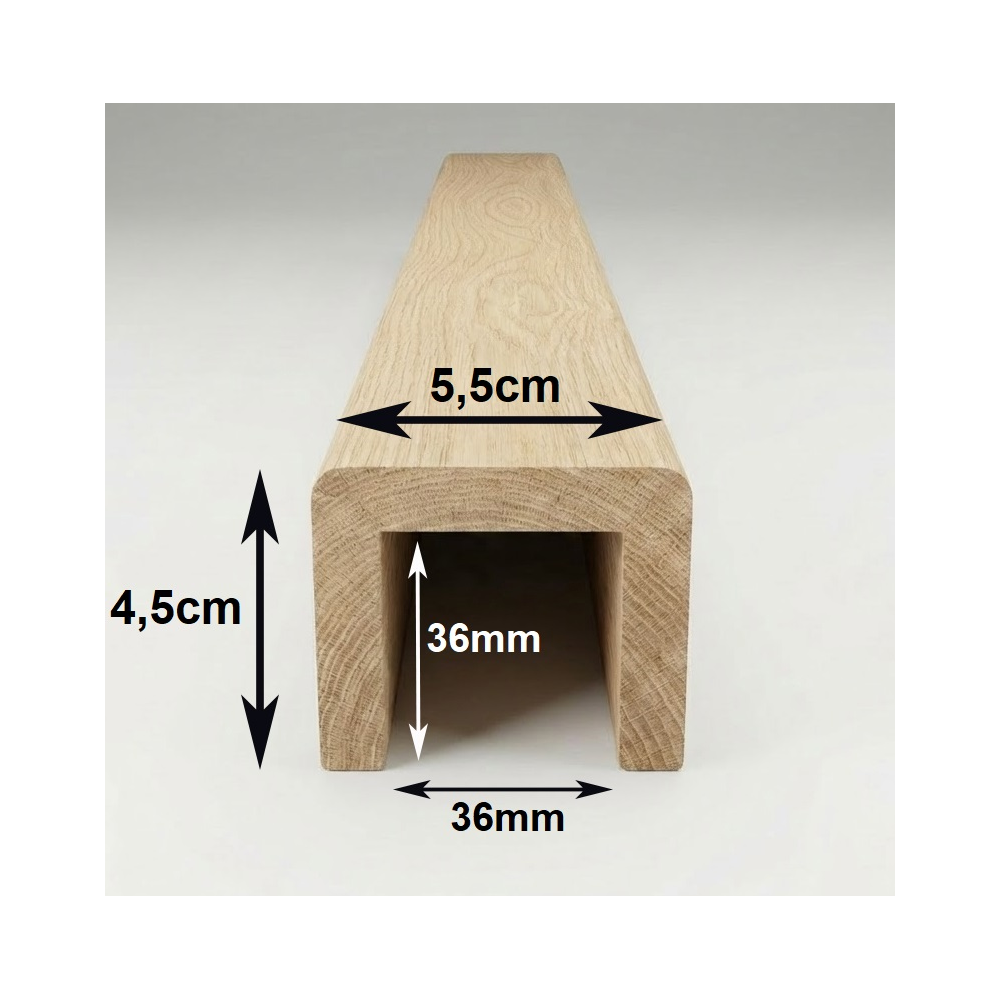 Drevené madlo zábradlia 5,5x4,5cm s drážkou 36x36mm č.34