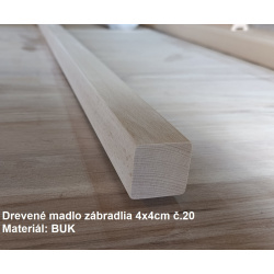 Drevené madlo zábradlia 4x4cm na nerezove zabradlie č.20