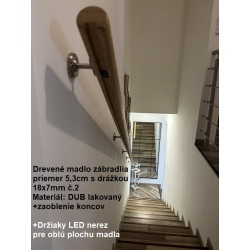 Držiak madla pre LED osvetlenie na oblú plochu madla