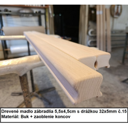 Drevené madlo zábradlia 5,5x4,5cm s drážkou 32x5mm č.15