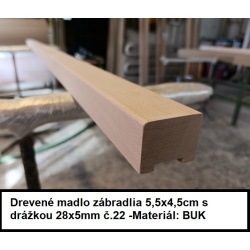 Drevené madlo zábradlia 5,5x4,5cm s drážkou 28x5mm č.22
