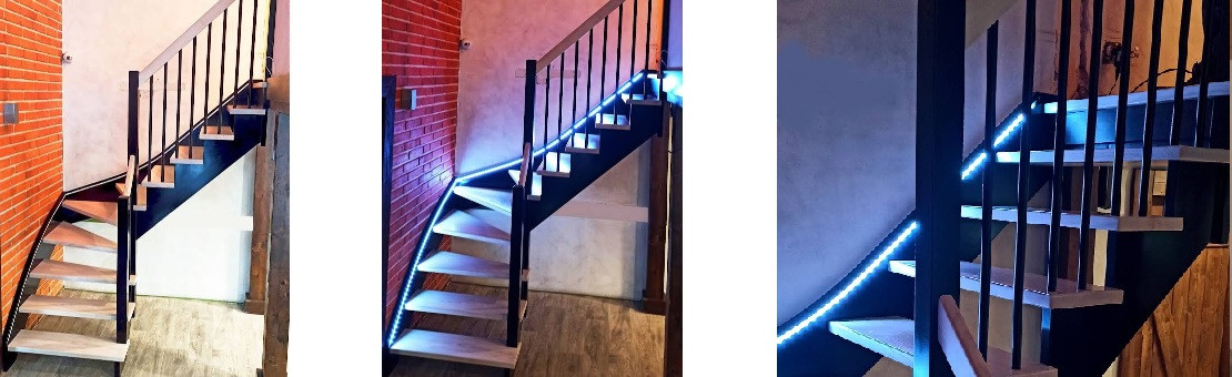 Drevene schody s led osvetlenim